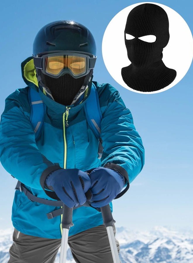 WILLBOND 2 Pieces Knitted Full Face Cover 2-Hole Winter Ski Balaclava Face Covering for Adult Supplies (Black, White) - Image 2