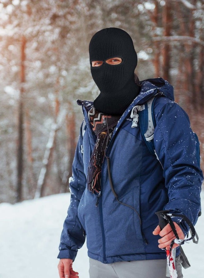 WILLBOND 2 Pieces Knitted Full Face Cover 2-Hole Winter Ski Balaclava Face Covering for Adult Supplies (Black, White) - Image 5