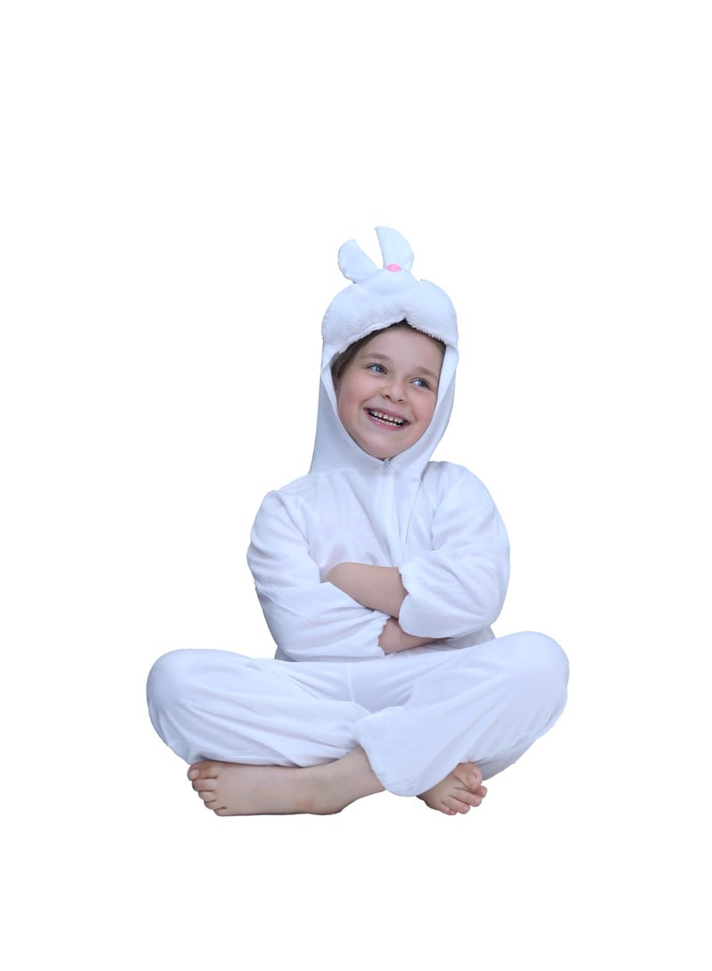 صندوق العاب جمبسوت بغطاء رأس على شكل أرنب أبيض للأطفال، زي تنكري على شكل حيوان، زي حفلات، مقاس كبير جدًا (من ٨ إلى ١٠ سنوات) - Image 5