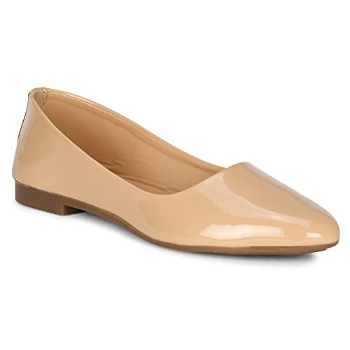 Denill Women's Pointed Ballet Flats UK-7 Beige - Image 1