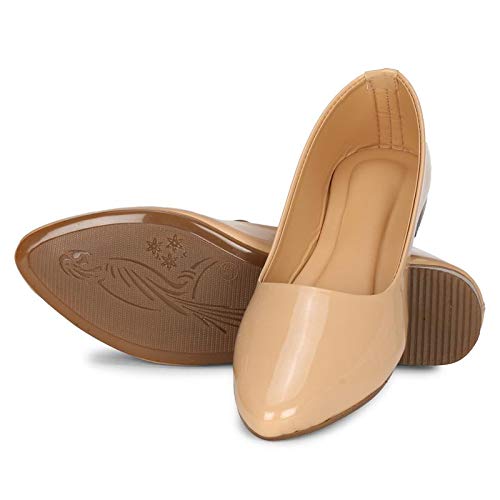 Denill Women's Pointed Ballet Flats UK-7 Beige - Image 2