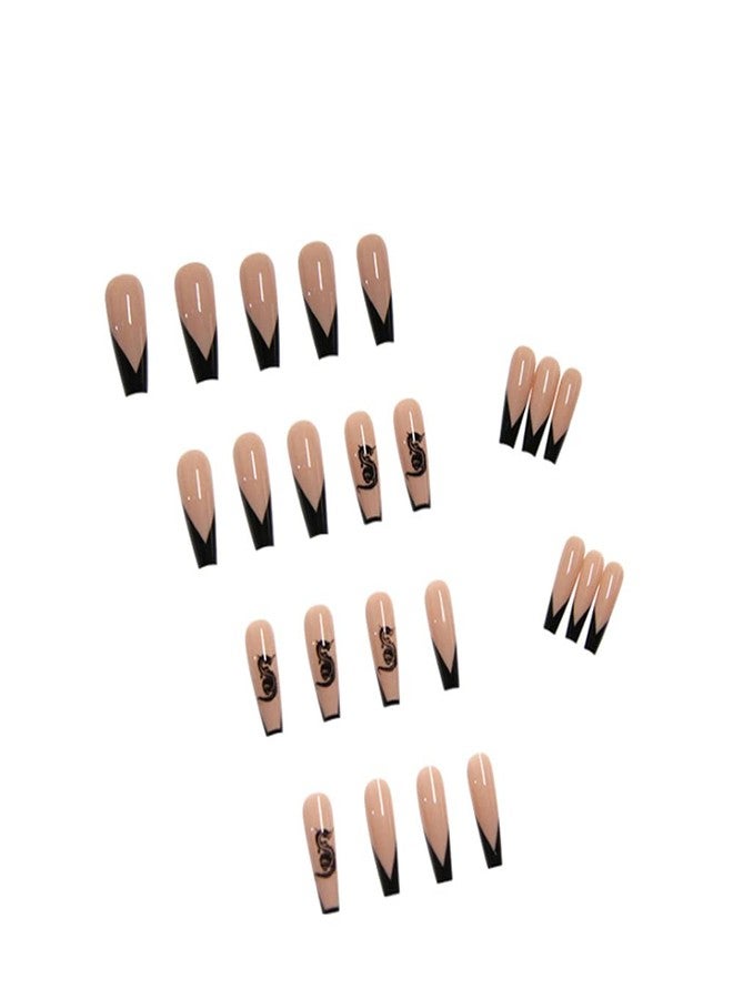 YoYoee French Press on Nails Long Acrylic Fake Nails Coffin Full Cover Ballerina False Nails for Women and Girls 24PCS - Image 4