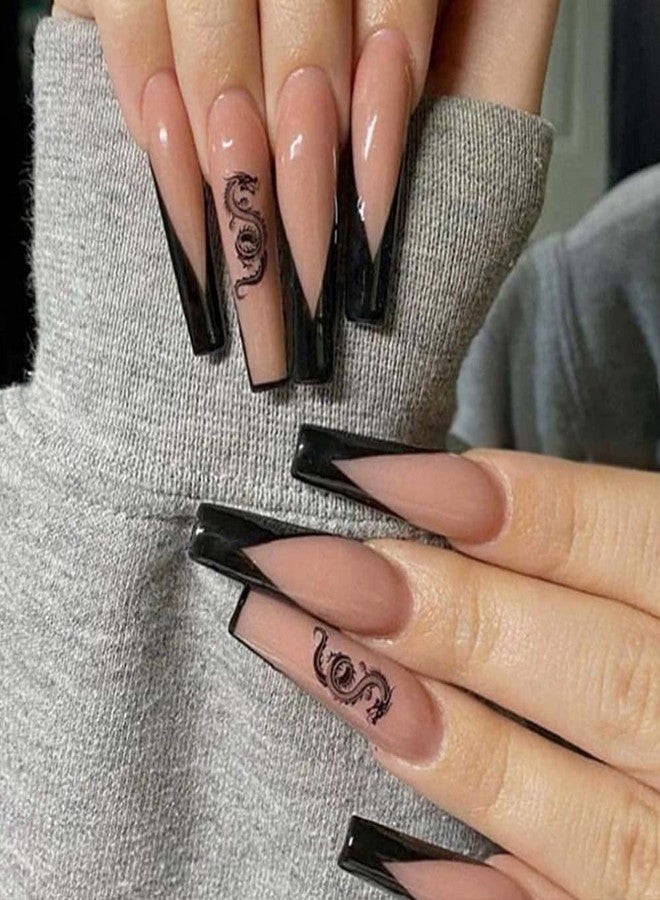 YoYoee French Press on Nails Long Acrylic Fake Nails Coffin Full Cover Ballerina False Nails for Women and Girls 24PCS - Image 1