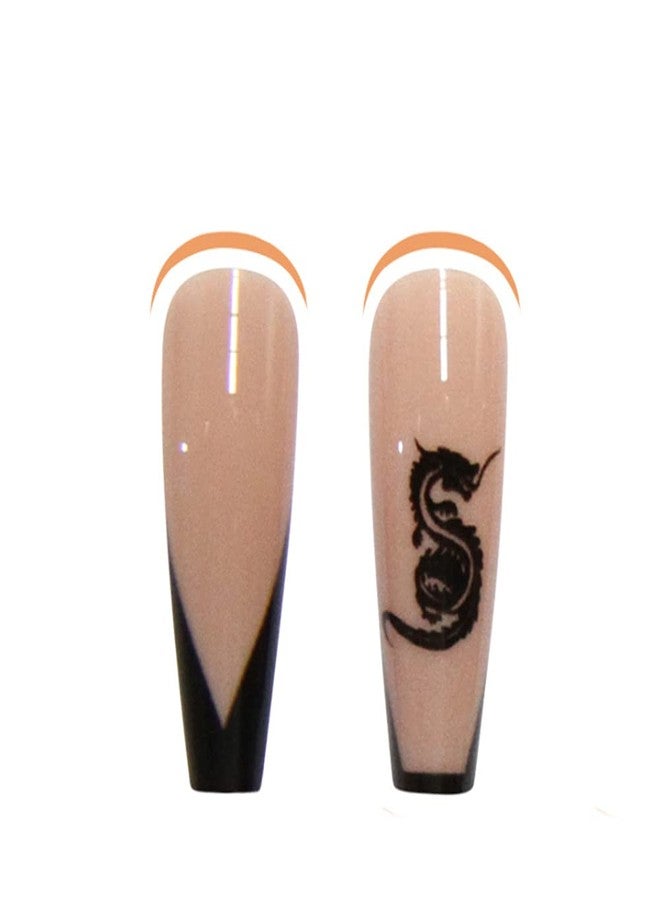 YoYoee French Press on Nails Long Acrylic Fake Nails Coffin Full Cover Ballerina False Nails for Women and Girls 24PCS - Image 2