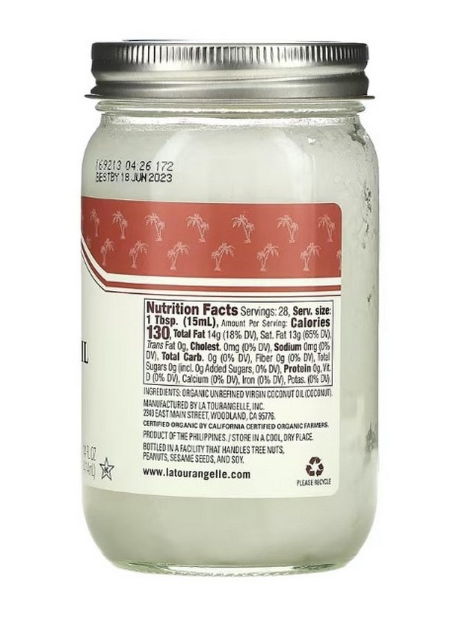 La Tourangelle Organic Virgin Coconut Oil 14 fl oz 414 ml  - Image 2