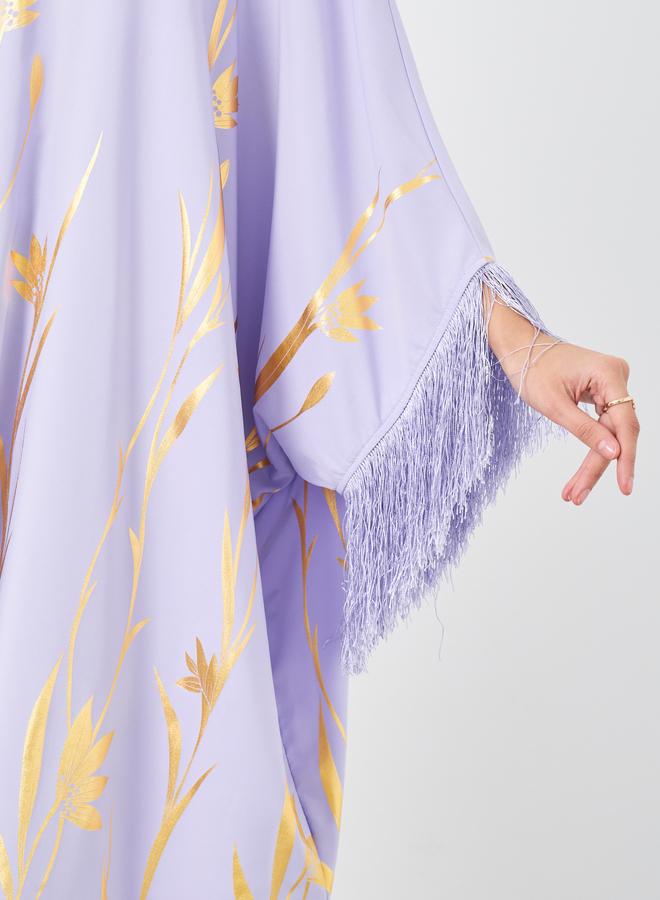 ستايلي قفطان ستائلي بطبعة فويل مع شراشيب - Image 4