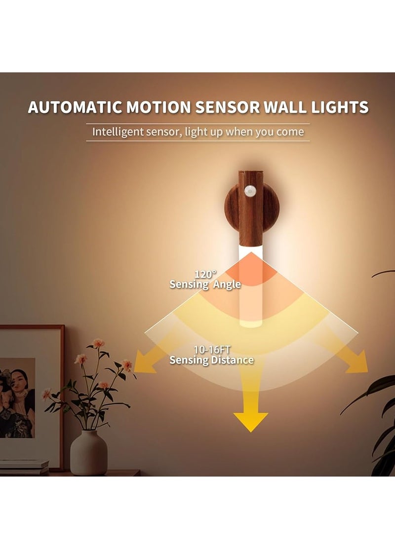 2 Pieces Motion Sensor Night Lights, Rechargeable Battery Powered Wall Lights, LED Wall Lights, 3 Modes and 3 Brightness, Portable Wall Lights for Stairs, Wardrobes, Cabinets, Hallways, Baby Rooms, etc.  - Image 2