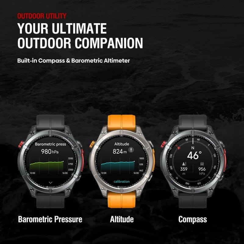 Zeblaze Stratos 4 GPS Smartwatch 1.43" Amoled Screen Compass Barometric Altimeter Flashlight Voice Calling Smart Watch, Abyss Black - Image 4