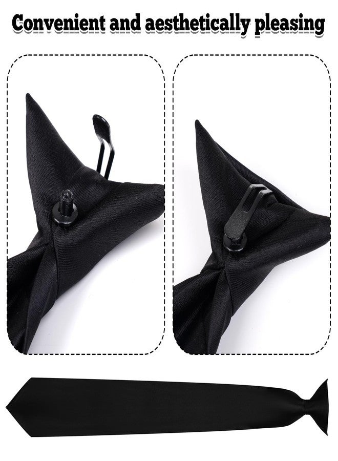 Sucrain Clip on Ties for Men Premium Black Tie Pretied Necktie 20 Inches for Wedding Office Graduation School Uniforms - Image 3