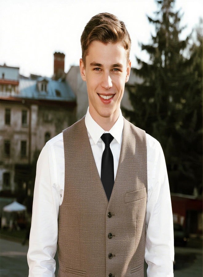 Sucrain Clip on Ties for Men Premium Black Tie Pretied Necktie 20 Inches for Wedding Office Graduation School Uniforms - Image 4