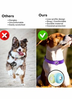 Y&D 2 PCS Air tag Dog Collar Holder, Silicone Pet Case for Apple Tags, Anti-Lost Tag Holder Compatible with Cat Collars Charms Accessories, Pink Purple  - Image 3