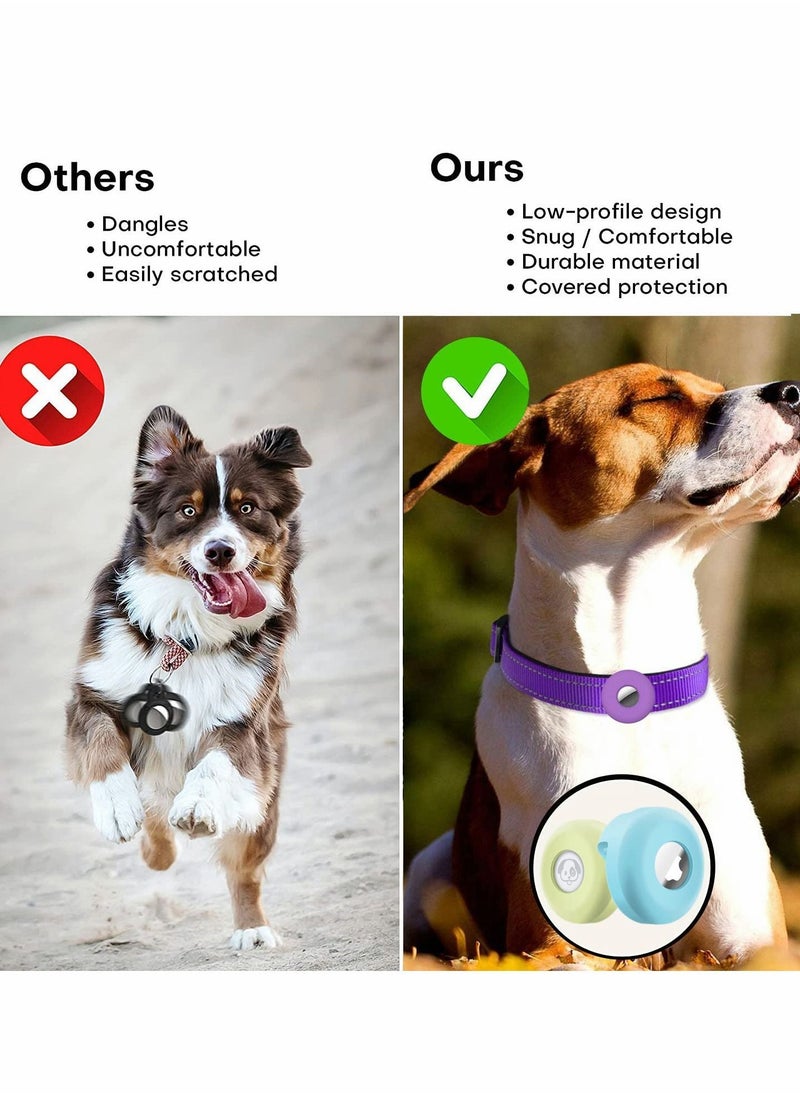 Y&D 2 PCS Air tag Dog Collar Holder, Silicone Pet Case for Apple Tags, Anti-Lost Tag Holder Compatible with Cat Collars Charms Accessories, Pink Purple  - Image 3