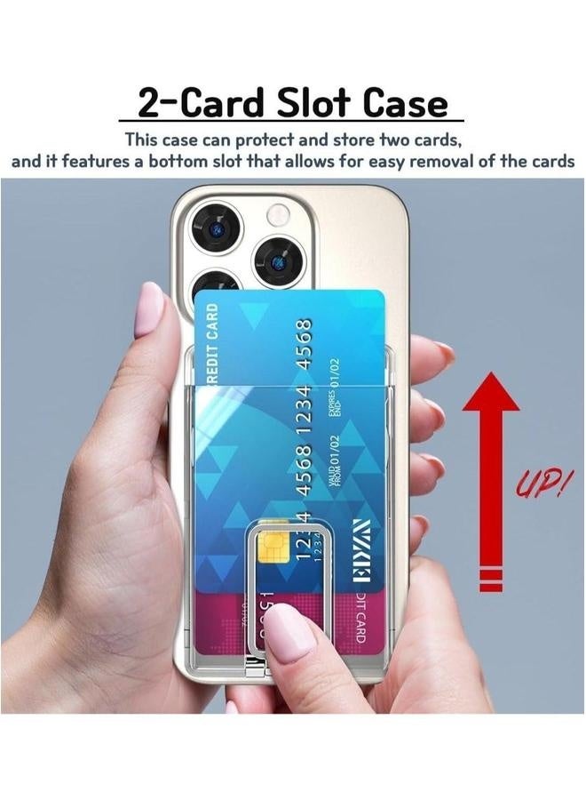 Magnetic Card Slot Holder Wallet bendable Kickstand Clear Hard 2 slot case Compatible with iPhone 16, 15, 14, 13, 12, Pro Max Mag-safe Case  - Image 2