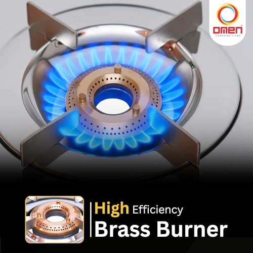 Omen Changing Lives Galaxy 2 Burner Gas Stove Stainless Steel (Chulha) | Manual Ignition | High Efficiency Brass Burner | Skid-proof Legs | ISI Certified | 1 Year Warranty - Image 5