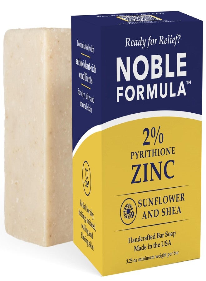 Noble Formula 2% Pyrithione Zinc Soap Bar with Sunflower Oil & Shea Butter – Face, Body & Scalp Cleansing Bar for Dry & Problem-Prone Skin - No Palm Oil, Vegan Formula, Handmade in the USA, 3.25 oz - Image 1
