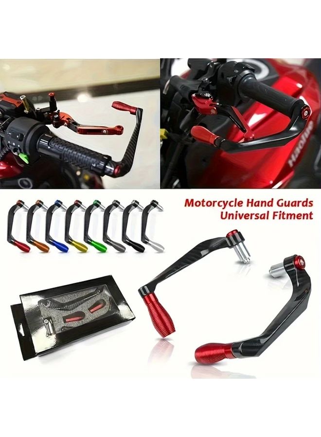 Red Motorcycle Hand Guards Universal Fit Aluminum Alloy Brake Clutch Lever Covers - Image 1