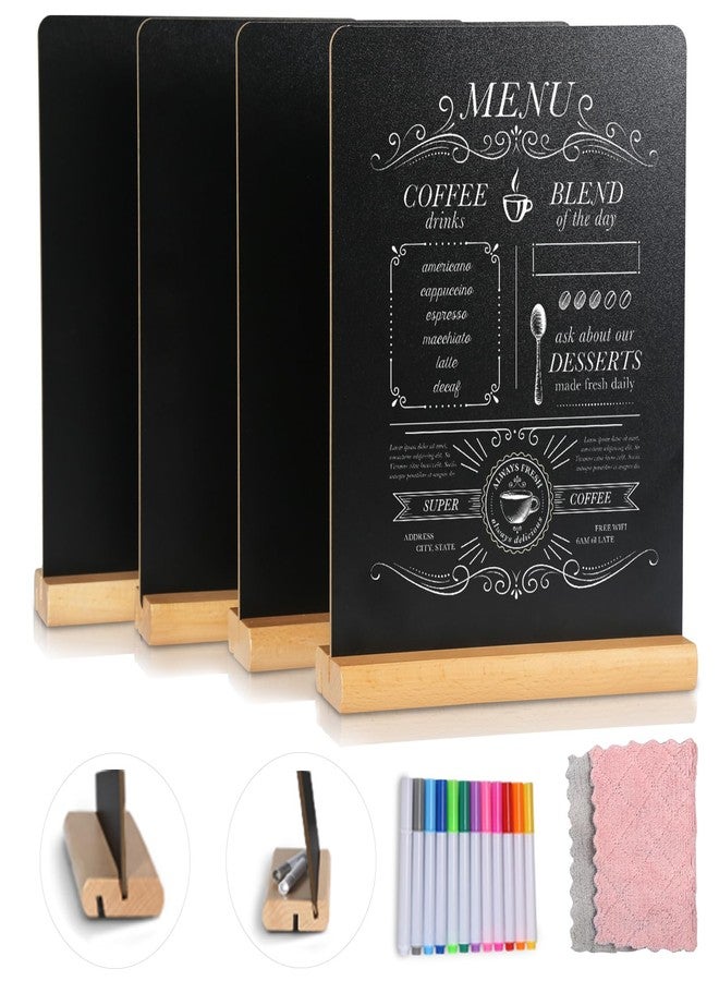 SUTINE 8.6x11Inch Chalkboard Signs Tabletop Chalk Board with Beech Stand, Small Double Sided Kids Chalkboard Sign, Menu Message Chalk Board Sign Store Food Signs for Party Home Kitchen Tables Decor (4 Pack) - Image 1