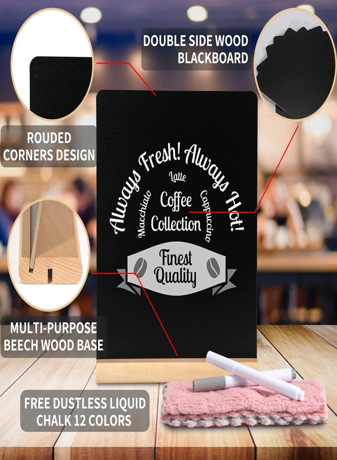 SUTINE 8.6x11Inch Chalkboard Signs Tabletop Chalk Board with Beech Stand, Small Double Sided Kids Chalkboard Sign, Menu Message Chalk Board Sign Store Food Signs for Party Home Kitchen Tables Decor (4 Pack) - Image 2