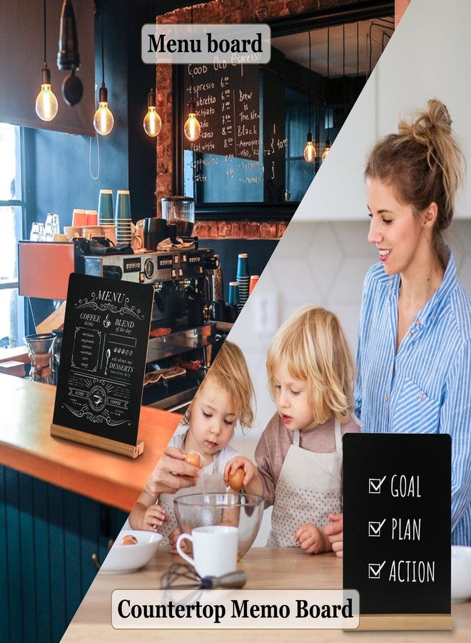 SUTINE 8.6x11Inch Chalkboard Signs Tabletop Chalk Board with Beech Stand, Small Double Sided Kids Chalkboard Sign, Menu Message Chalk Board Sign Store Food Signs for Party Home Kitchen Tables Decor (4 Pack) - Image 4