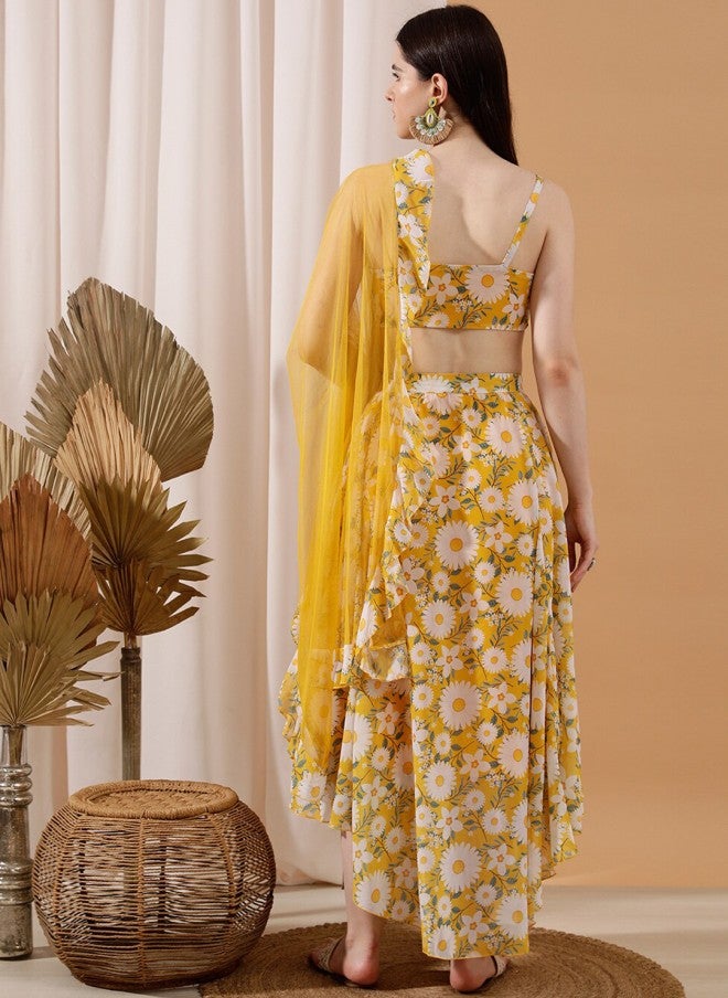 Indo Street Floral Printed Crop Top & Skirt Set for Women - Image 5