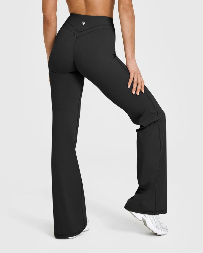 OQQ Yoga Pants Women High Waist Casual Soft Crossover Straight Leg Black - Image 4