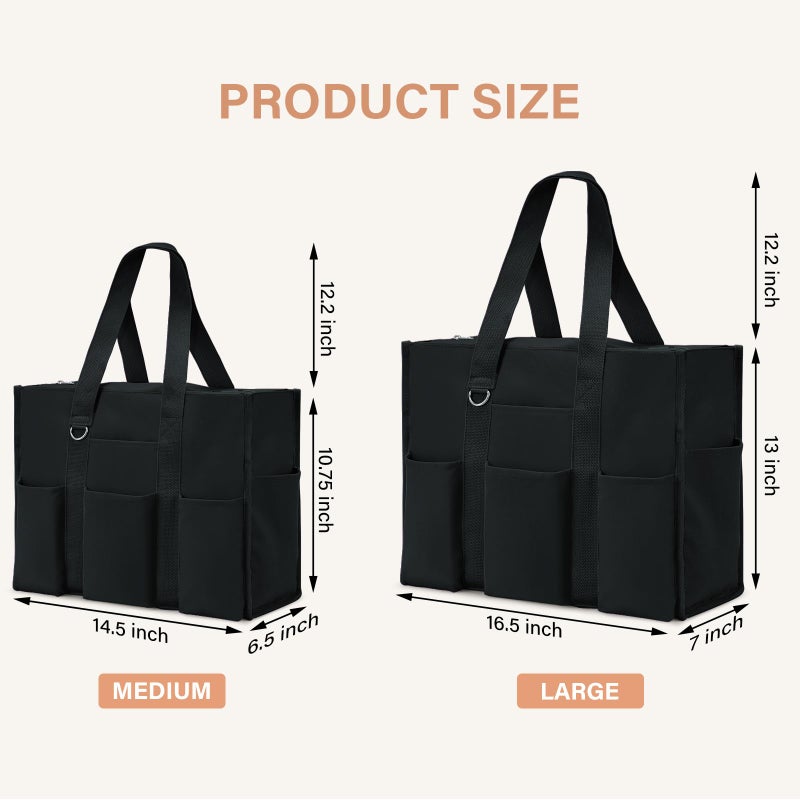 Becokan Large Tote Bag for Women Waterproof with 12 Pockets Top Zipper Closure Utility Teacher Nurse Bags for Work School - Image 5