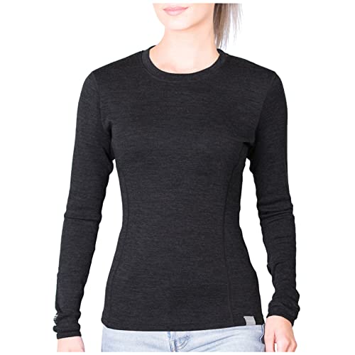MERIWOOL Womens Base Layer 100% Merino Wool Midweight Long Sleeve Thermal Shirt Charcoal Gray - Image 4
