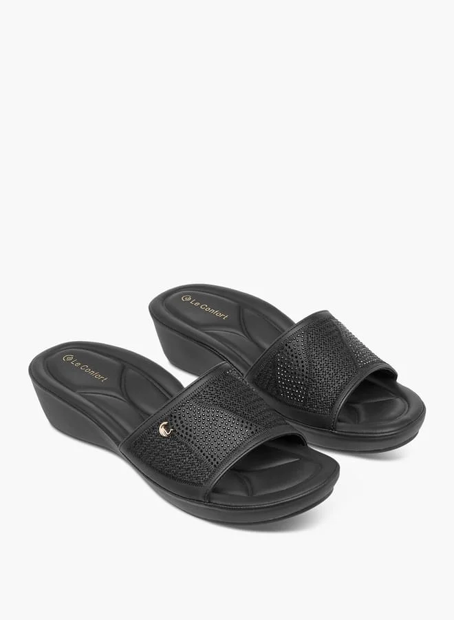 Le Confort Women Embellished Slip-On Sandals with Wedge Heels