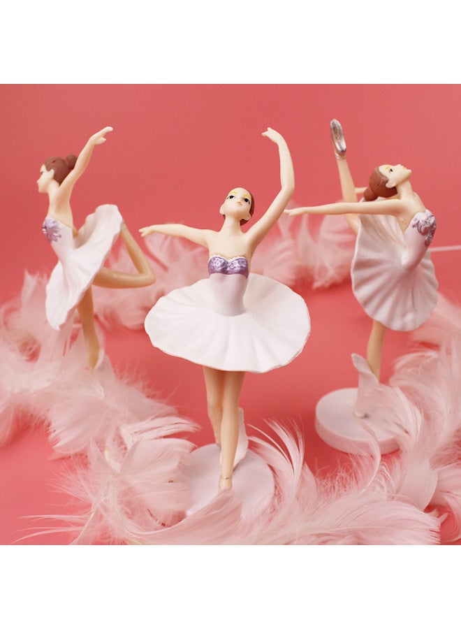 Solid PVC Ballet Girl Ornaments Creative Cake Decoration Ornaments Dance Colorful Hand Doll Model-Color:Solid, (White Dress) Ballet Girl 3 Pack - Image 3