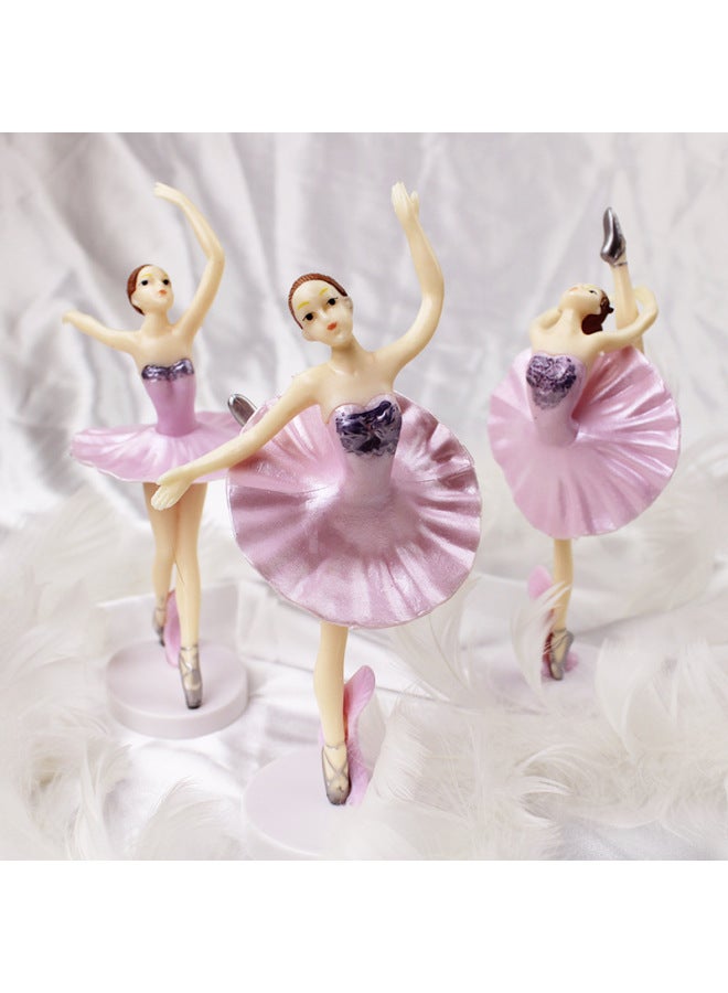 Solid PVC Ballet Girl Ornaments Creative Cake Decoration Ornaments Dance Colorful Hand Doll Model-Color:Solid, (White Dress) Ballet Girl 3 Pack - Image 4