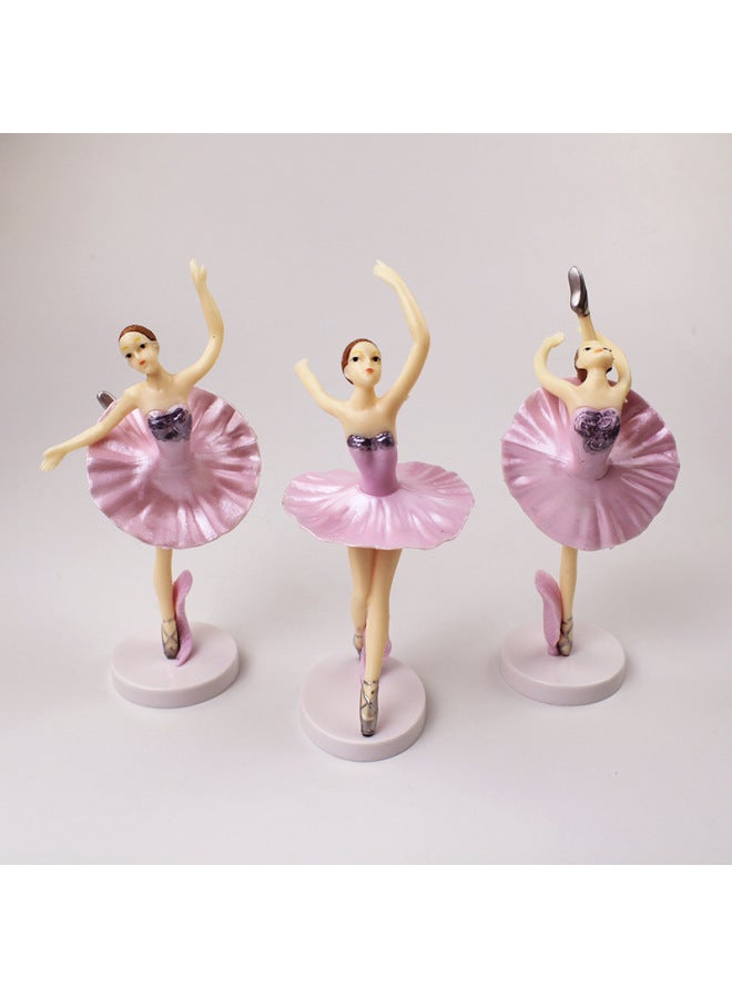 Solid PVC Ballet Girl Ornaments Creative Cake Decoration Ornaments Dance Colorful Hand Doll Model-Color:Solid, (White Dress) Ballet Girl 3 Pack - Image 5