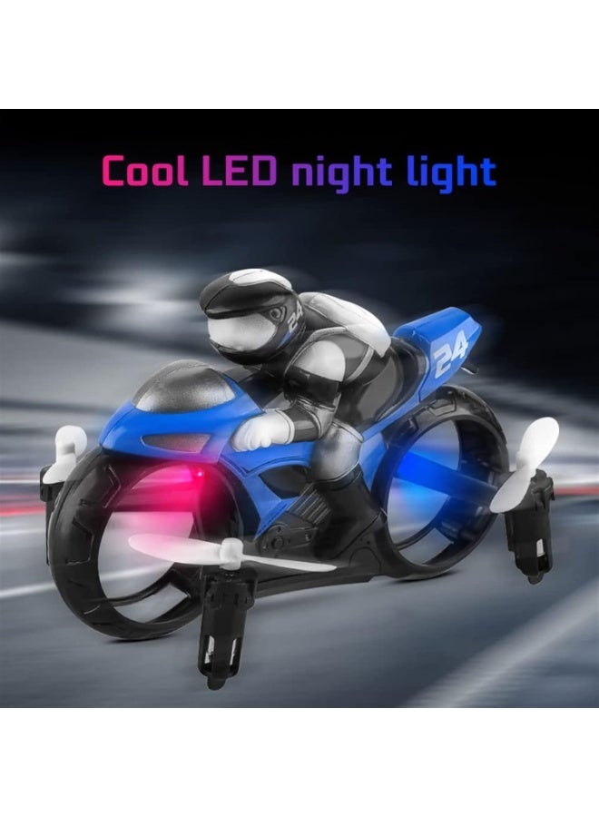 RC 2-in-1 Flying Motorbike RC Toy – Dual Mode Air & Land Remote-Control Motorcycle with LED Lights, Rechargeable Battery & Controller, Suitable for Kids 14+ - Image 2