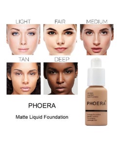Phoera 2 Pack PHOERA Foundation, Flawless Soft Matte 24HR Oil Control Full Coverage Foundation Makeup for Women.102 Nude-30ml  - Image 4