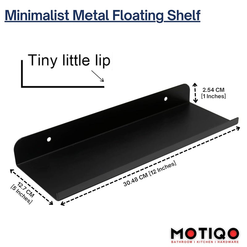 MOTIQO Metal Photo Frame Stand for Wall Mount Floating Shelf Shelves Wall Mounted Floating Shelf Shelves Stand Rack Holder Living Room 12x5 Inch Set1 - Image 2