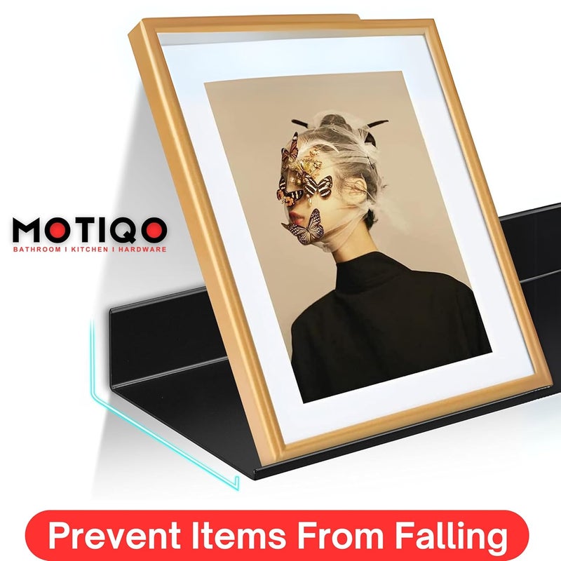 MOTIQO Metal Photo Frame Stand for Wall Mount Floating Shelf Shelves Wall Mounted Floating Shelf Shelves Stand Rack Holder Living Room 12x5 Inch Set1 - Image 3