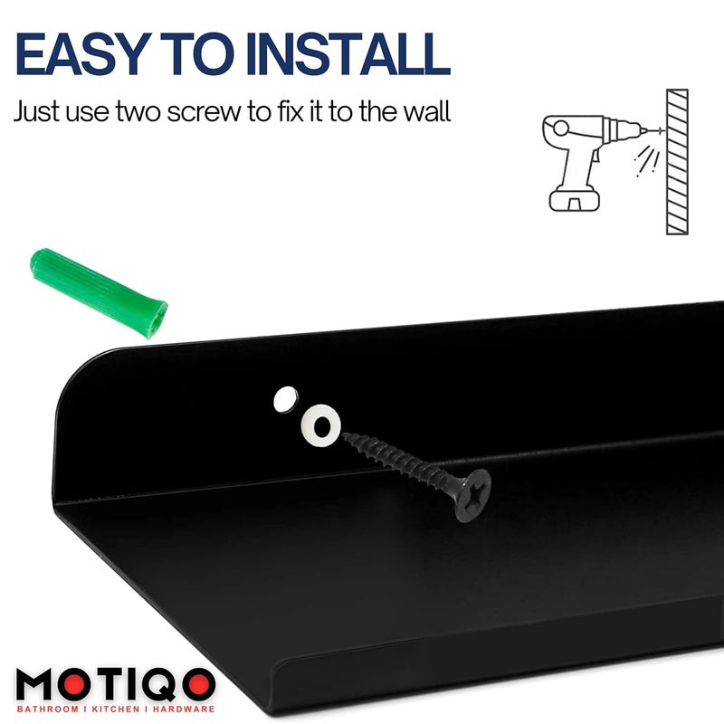 MOTIQO Metal Photo Frame Stand for Wall Mount Floating Shelf Shelves Wall Mounted Floating Shelf Shelves Stand Rack Holder Living Room 12x5 Inch Set1 - Image 4
