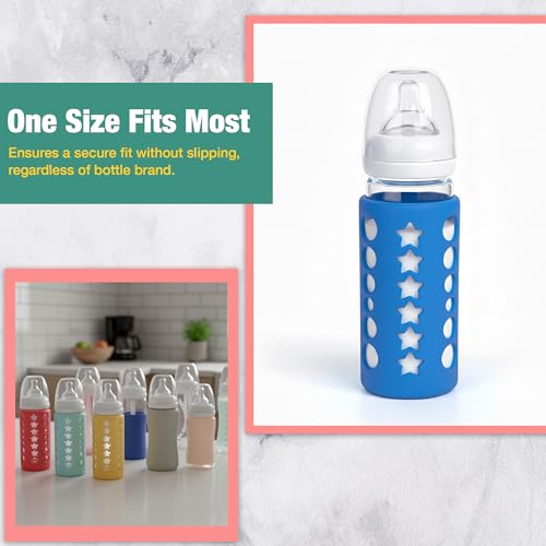 Safe-O-Kid BPA-Free Pure Silicone Bottle Cover – Soft, Non-Toxic, Protective Cover for Baby Bottles, Safe for Little Ones, Durable, Easy to Clean 250 ml, Blue -Pack of 1 - Image 4
