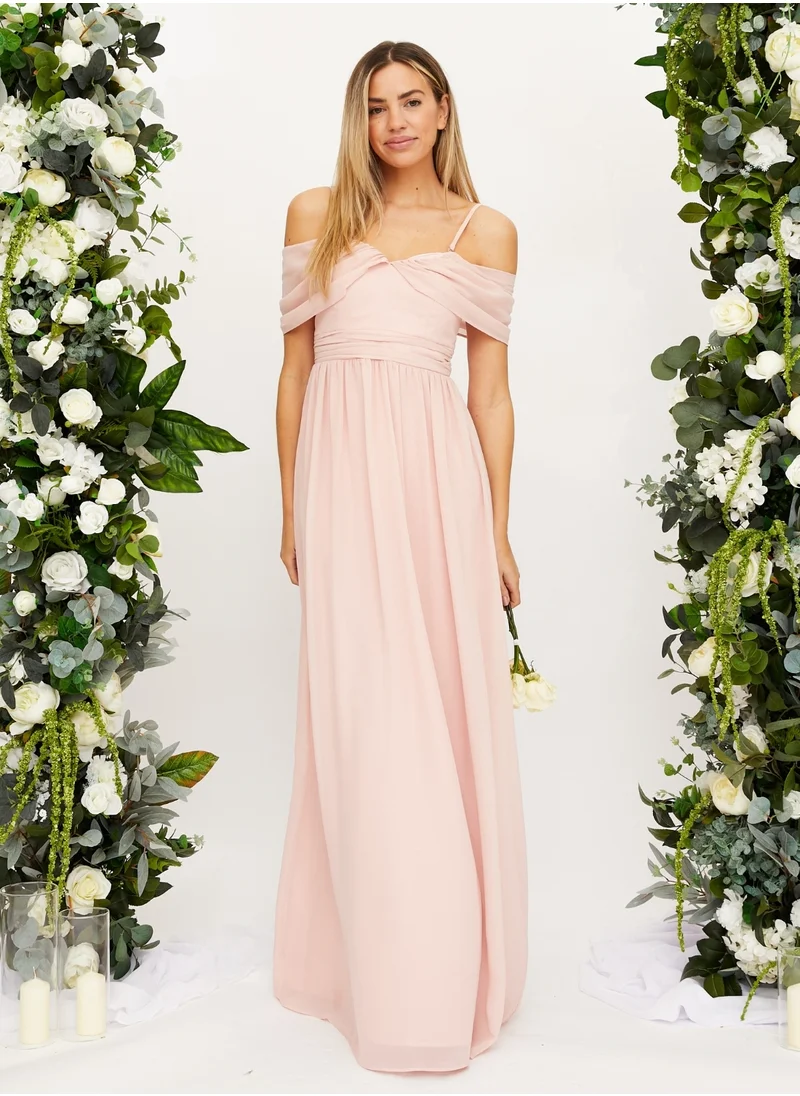Style Cheat Cold Shoulder Maxi Chiffon Dress