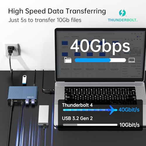 ACASIS Thunderbolt4 Hub, Single 8K or Dual 4K 60Hz Display, 120W PD Charging, Compatible with M1 Macs, PC, Chrome, 3X Thunderbolt 4 40Gb/s, 1 x USBA (10Gb/s), Compatible with Thunderbolt 3/4 PC - Image 5