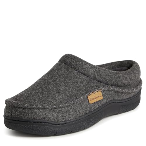 Dearfoams Men's Thompson Cozy Memory Foam Indoor Outdoor Clog House Slipper, Dark Heather Grey (Wool), Medium - Image 3
