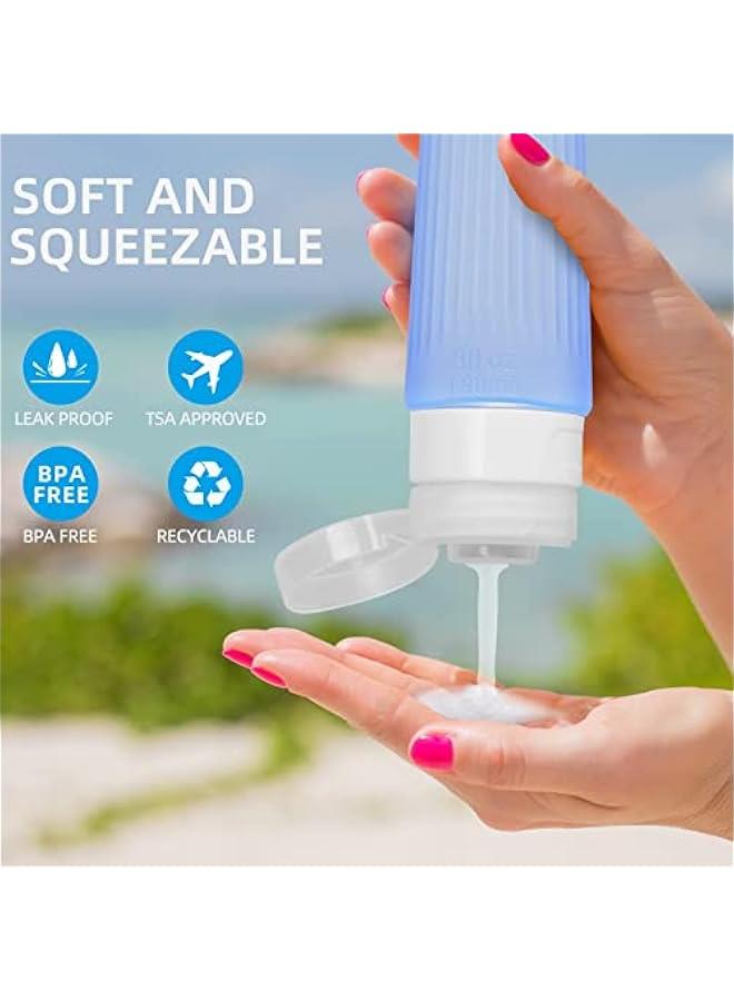 MOXO Travel Bottles for Toiletries, 5  3 OZ Tsa Appd Travel Size Containers, Silic Leak Proof BPA Free Squeezable Travel Essentials for Shampoo, Conditir, Lotion, Cosmetic on Travel, Vacation - Image 2