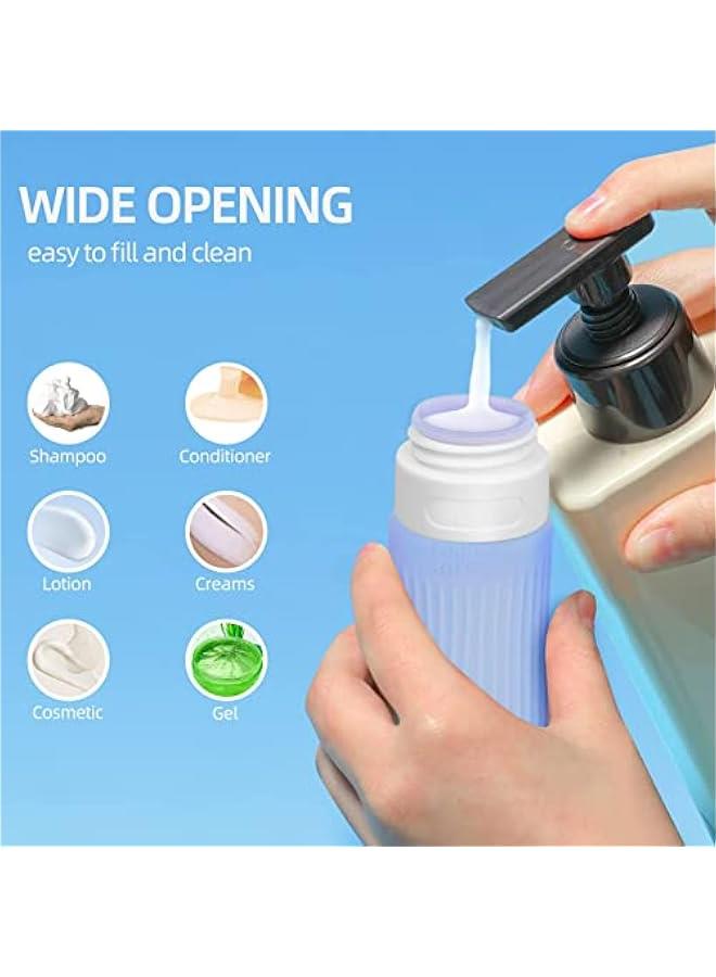 MOXO Travel Bottles for Toiletries, 5  3 OZ Tsa Appd Travel Size Containers, Silic Leak Proof BPA Free Squeezable Travel Essentials for Shampoo, Conditir, Lotion, Cosmetic on Travel, Vacation - Image 4