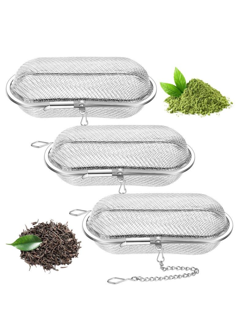 3 Pcs Tea Ball,4.25 x 1.75 Inch Floating Stainless Steel Mesh Tea Infuser Oval,Loose Leaf Tea Steeper Soups Oil Spice Herb Tea Strainer,Easy to Use and Clean, Ideal for Home and Office Use  - Image 1