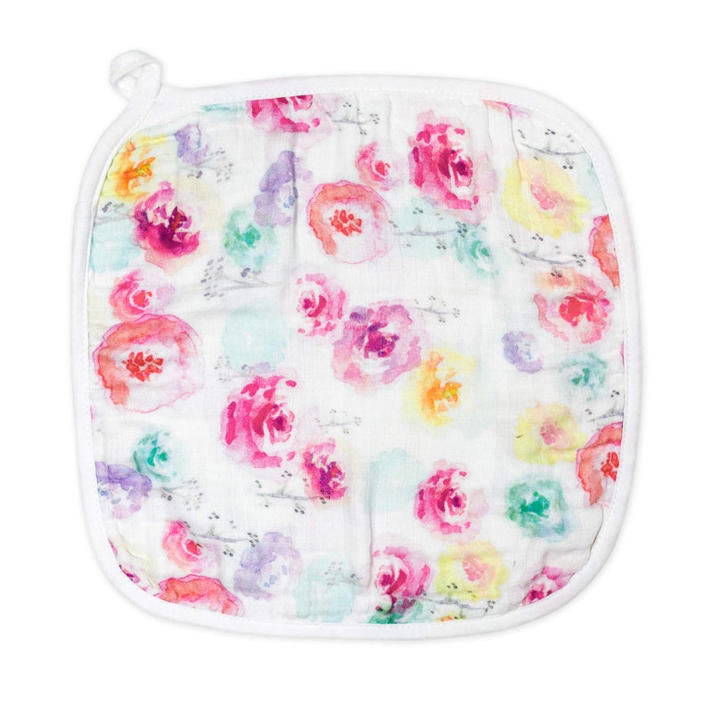 HonestBaby 3-Piece Organic Cotton Hooded Towel & Washcloth Set, Rose Blossom, One Size - Image 4