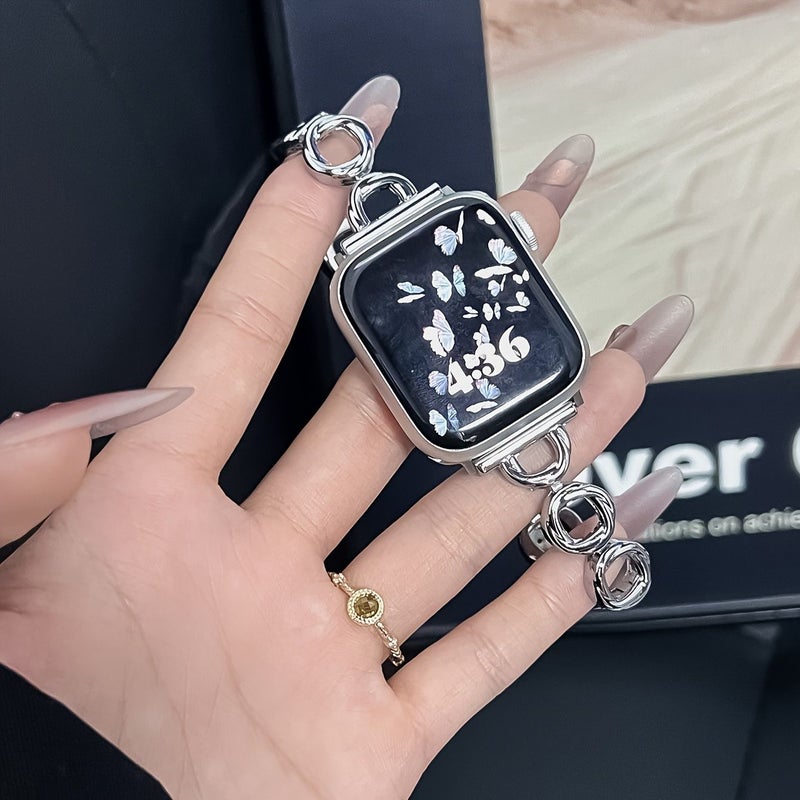 سوار ساعة آبل ذهبي مستدير للنساء 38 40 41 42 مم متوافق مع جميع الإصدارات - Image 5