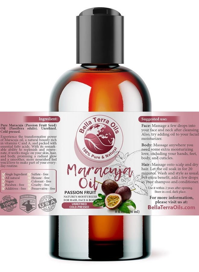 Bella Terra Oils NEW Maracuja Oil (Passion Fruit). 8oz. Cold-pressed. Unrefined. Organic. 100% Pure. Non-GMO. Hexane-free. Fights Wrinkles. Softens Hair. Natural Moisturizer. For Hair, Skin, Beard, Stretch Marks. - Image 2