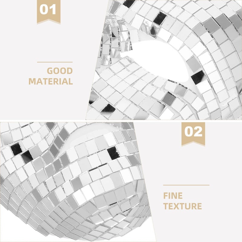 Sparkly Silver Disco Ball Mirror Full Face Mask Halloween Carnival Party Accessory - Image 4
