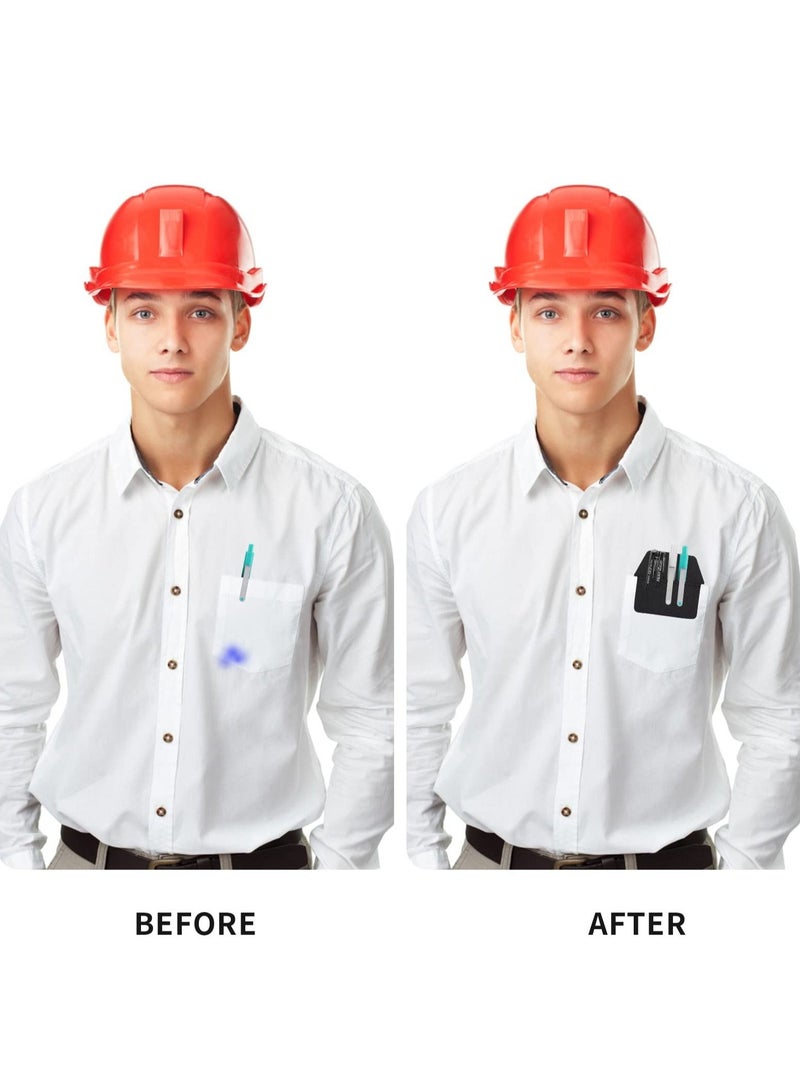 Excefore حامي الجيب، 2 عبوة حامل أقلام من جلد PU الثقيل مع فاصل PVC شفاف للقمصان، المعاطف المخبرية، السراويل، يحمل الأقلام، المؤشرات، الأقلام الرصاص، والملاحظات - Image 5