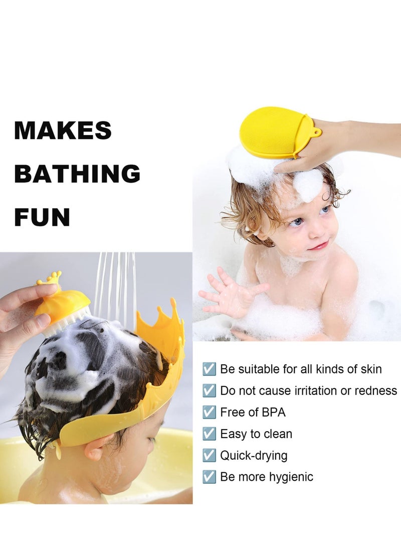 Excefore - 2 PCS Silicone Shower & Shampoo Brush for Kids, Scrubbers Exfoliator Brush, Included Scalp Care Comb and Body Scrub,Suitable for Newborns & Toddlers Hair and Body Care - Image 1