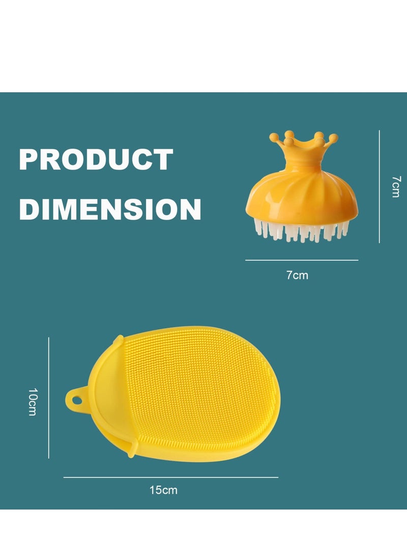 Excefore - 2 PCS Silicone Shower & Shampoo Brush for Kids, Scrubbers Exfoliator Brush, Included Scalp Care Comb and Body Scrub,Suitable for Newborns & Toddlers Hair and Body Care - Image 1